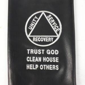 Silver Embroidery on Smooth Black Leather for the A.A. 4th Ed. BB Hardcover